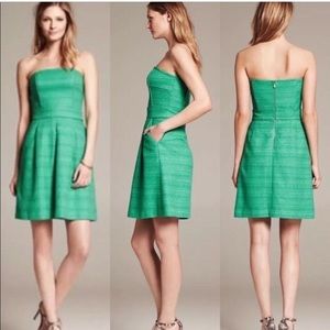Banana Republic tweed strapless green dress